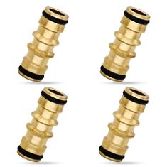 56 X 通用 EXPANDABLE PIPE SET GARDEN PARTS 4 PCS BRASS DOUBLE MALE HOSE CONNECTOR, GOLDEN, SET OF 4 PIECES. (DELIVERY ONLY)