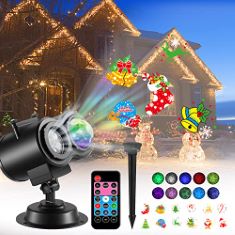 20 X HIYAA CHRISTMAS HOLLOWEEN PROJECTION LAMP, PROJECTOR LED LIGHTS WITH REMOTE CONTROL, WAVE EFFECT, OUTDOOR DECORATIVE LAMPS, WATERPROOF PROJECTOR LAMP, 12 FILMS & 10 COLOURS FOR PARTY, GARDEN. (D