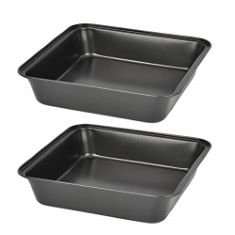 30 X JULIYEH SQUARE BAKING PAN CARBON STEEL CAKE BAKING TRAY NON-STICK MOLD CAKE BISCUIT PIZZA MOLD,BLACK,8-INCH 2 PCS. (DELIVERY ONLY)
