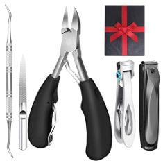 59 X TOKINGO NAIL CLIPPERS KITS, HEAVY DUTY PROFESSIONAL TOENAIL CLIPPER FOR INGROWN THICK NAILS, BIRTHDAY GIFTS FOR MEN WOMEN, PEDICURE TOOL,NAIL CUTTER, MANICURE SET(5PCS GIFT BOX SET). (DELIVERY O
