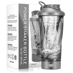 24 X GONICVIN ELECTRIC PROTEIN SHAKER-01 BOTTLE - USB C RECHARGEABLE SHAKER WITH LIGHTS, BPA FREE, PORTABLE MIXER CUP BLENDER BOTTLES CUPS FOR MIXES, SHAKES (16 OZ, GREY). (DELIVERY ONLY)