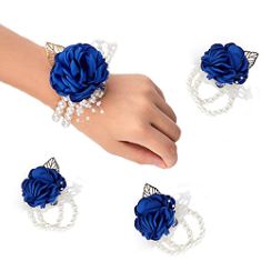 QTY OF ITEMS TO INLCUDE BOX IS ASSORTED JEWELLERY AND ACCESSORIES TO INCLUDE NC 4 PIECES/LOT SILK FLOWERS WEDDING BRIDE WRIST CORSAGE WOMEN GIRLS HAND FLOWER PARTY DECOR (ROYAL BLUE WRIST CORSAGE), K