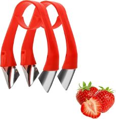40 X ANSTA MULTI FUNCTION STAINLESS STEEL FRUIT TOOL, STRAWBERRY TOP STEM LEAVES HULLER, PINEAPPLE EYES REMOVER, FRUITS AND VEGETABLES FOR THE KITCHEN（2PCS), RED. (DELIVERY ONLY)
