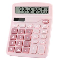 42 X DUAL POWER BASIC DESK CALCULATOR (PINK). (DELIVERY ONLY)