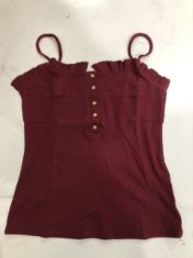 21 X WOMEN’S SUMMER SPAGHETTI TOP SIZE LG BURGUNDY . (DELIVERY ONLY)