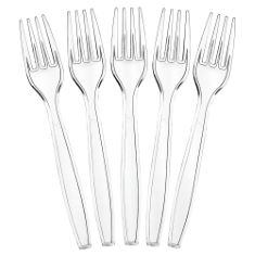 60 X GENERIC CRF01 CLEAR REUSABLE FORKS | HEAVY DUTY CLEAR FORK (PACK OF 50) TABLEWARE AND DINNERWARE, TRANSPARENT. (DELIVERY ONLY)