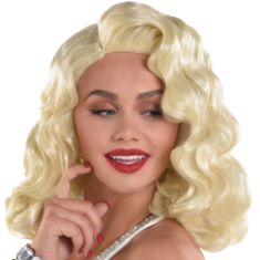 QTY OF ITEMS TO INLCUDE BOX OF ASSORTED FANCY DRESS TO INCLUDE AMSCAN 8408145 OLD HOLLYWOOD WIG-46CM X 30CM | YELLOW | 1 PC, AMSCAN 8408123 FESTIVAL HARNESS | MULTICOLOR | 1 PC. (DELIVERY ONLY)