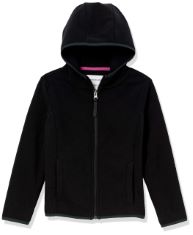 QTY OF ITEMS TO INLCUDE BOX OF ASSORTED CLOTHING TO INCLUDE ESSENTIALS GIRLS' POLAR FLEECE FULL-ZIP HOODED LIGHTWEIGHT JACKET, BLACK, 8 YEARS, ESSENTIALS WOMEN'S CLASSIC-FIT LONG-SLEEVED FULL ZIP POL