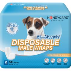 10 X ALL-ABSORB A26 MALE DOG WRAP, 50 COUNT, SMALL. (DELIVERY ONLY)