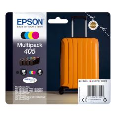 QTY OF ITEMS TO INLCUDE BOX OF ASSORTED INK TO INCLUDE EPSON 405 SUITCASE GENUINE MULTIPACK, 4-COLOURS INK CARTRIDGES, DURABRITE ULTRA INK, EPSON MULTIPACK 29XL STRAWBERRY, ORIGINAL XL HIGH YIELD INK