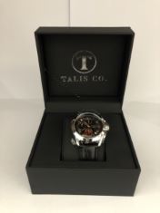 MENS TALIS CO 7120 CHRONOGRAPH WATCH – MOON PHASE MOVEMENT – GENUINE LEATHER STRAP (DELIVERY ONLY)