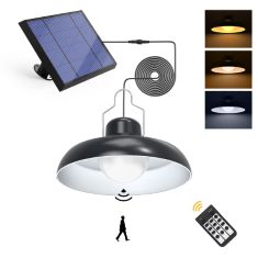 WHOUSEWE SOLAR SHED LIGHT, PENDANT LIGHT, IP65 WATERPROOF OUTDOOR SOLAR LIGHTS, DIMMABLE SOLAR LIGHTS INDOOR WITH 16 FT CORD, WITH REMOTE CONTROL, FOR GARDEN COURTYARD BARN BALCONY. (DELIVERY ONLY)