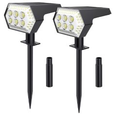 QTY OF ITEMS TO INLCUDE ASSORTED LIGHTING TO INCLUDE OBERSTER 2 PACK SOLAR LANDSCAPE SPOTLIGHTS, 108 LED SOLAR SPOT LIGHTS IP65 WATERPROOF 6500K COOL WHITE SOLAR OUTDOOR LIGHTS, 4 MODES OUTDOOR WALL