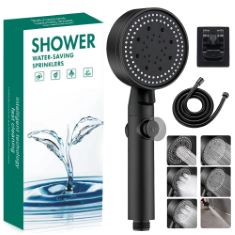 8 X SHOWER HEAD HIGH PRESSURE BOOSTER WITH 1.5 M HOSE & BRACKET, 2023 6 MODES RAIN POWER SHOWER, WATERFALL SHOWER HEADS WITH 65% WATER SAVING STOP, HAND SHOWERHEAD, MULTI-FUNCTIONAL UNIVERSAL FOR SPA