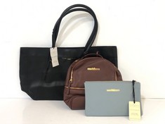 3 X PURE LUXURIES ASSORTED WOMEN'S BAGS TO INCLUDE HAYES LEATHER BACKPACK - CHESTNUT (DELIVERY ONLY)