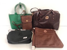 6 X ASSORTED WOMEN'S BAGS TO INCLUDE PUBLIC DESIRE THE RUMI WOMEN'S SMALL TOTE BAG IN GREEN (DELIVERY ONLY)