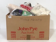 BOX OF ASSORTED ADULTS CLOTHING TO INCLUDE WOMEN'S JUMPER IN IVORY UK 16 (DELIVERY ONLY)