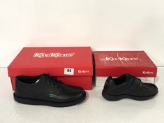 2 X KICKERS CHILDREN'S SHOES IN BLACK - MIXED SIZES - 28 AND 36 (DELIVERY ONLY)