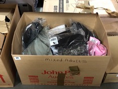 BOX OF ASSORTED ADULTS CLOTHING TO INCLUDE WOMEN'S CASUAL LONG SLEEVE TOP IN GREY UK 18 (DELIVERY ONLY)