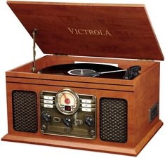 VICTROLA THE QUINCY TURNTABLE (ORIGINAL RRP - £160) IN BROWN. (WITH BOX & ALL ACCESSORIES) [JPTC65978]
