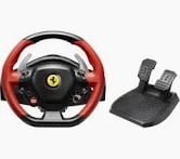 THRUST MASTER FERRARI 458 SPIDER RACING WHEEL & PEDALS GAMING ACCESSORY (ORIGINAL RRP - £99.99) IN BLACK AND RED. (WITH BOX) [JPTC65827]