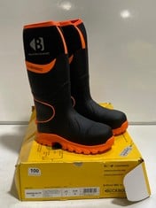 BUCKBOOTZ BBZ 8000 BLACK RUBBER AND BLACK NEOPRENE SAFETY WELLIES SIZE 7 (DELIVERY ONLY)