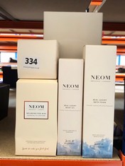 5 X ASSORTED NEOM PRODUCTS TO INCLUDE WELLBEING POD MINI ESSENTIAL OIL DIFFUSER (DELIVERY ONLY)