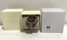 MICHAEL KORS MEN'S LEXINGTON CHRONOGRAPH WATCH ROSE GOLD STAINLESS STEEL BLACK 100MM RRP- £279 (DELIVERY ONLY)