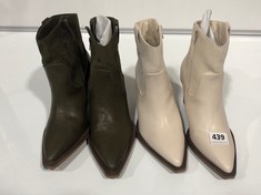 2 X ASSORTED CATWALK ANKLE BOOTS TO INCLUDE STONE BLOCK HEEL SIZE 40 (DELIVERY ONLY)
