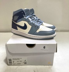 WOMENS AIR JORDAN 1 MID TRAINERS SAIL/DIFFUSED BLUE-BLUE GREY SIZE 4.5 RRP- £130 (DELIVERY ONLY)