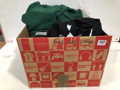 BOX OF ASSORTED AULT CLOTHING TO INCLUDE JJSHOUSE MAXI EVENING GOWN GREEN SIZE UNKNOWN (DELIVERY ONLY)