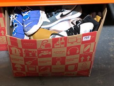 BOX OF ASSORTED ADULT FOOTWEAR TO INCLUDE NIKE AIR JORDAN HI-TOPS TEAL/WHITE/BLACK SIZE 4.5 (DELIVERY ONLY)
