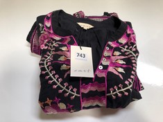 EAST PRATCHI EMBROIDERED DRESS BLACK/PINK FLORAL SIZE XL RRP- £139 (DELIVERY ONLY)