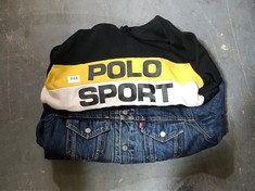 2 X ASSORTED CLOTHING TO INCLUDE POLO SPORT HOODIE BLACK/YELLOW/WHITE SIZE M (DELIVERY ONLY)