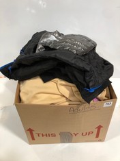 BOX OF ASSORTED ADULTS CLOTHING TO INCLUDE WOMEN'S HOODIE IN NATURAL BEIGE SIZE M (DELIVERY ONLY)