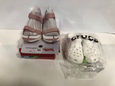 SKECHERS WOMEN'S SANDALS IN PALE PINK UK 9 TO INCLUDE CROCS CLASSIC WHITE CLOG SIZE M10/W11 (DELIVERY ONLY)