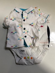 3 X ASSORTED TED BAKER KIDS CLOTHING TO INCLUDE POLO T-SHIRT WHITE WITH CARS SIZE 0-3MTHS (DELIVERY ONLY)