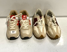 2 X ASSORTED NEW BALANCE TRAINERS RO INCLUDE BEIGE/ORANGE SUEDE SIZE 5.5 (DELIVERY ONLY)