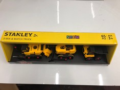 3 X ASSORTED TOYS TO INCLUDE STANLEY JR 3 MIX & MATCH TRUCKS (DELIVERY ONLY)