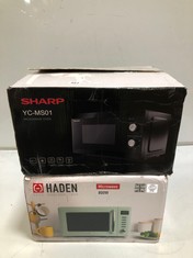 SHARP MICROWAVE OVEN - MODEL NO. YC-MS01 TO INCLUDE HADEN 800W FREESTANDING MICROWAVE OVEN (DELIVERY ONLY)