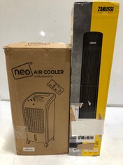ZANUSSI 29" TOWER FAN IN BLACK & NEO AIR COOLER WITH REMOTE IN BLACK (DELIVERY ONLY)