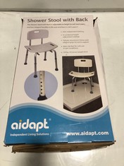 AIDAPT SHOWER STOOL WITH BACK & AIDAPT ECONOMY OVERBED TABLE WITH CASTORS (DELIVERY ONLY)