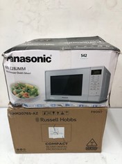 PANASONIC MICROWAVE OVEN IN SILVER & RUSSELL HOBBS COMPACT SILVER DIGITAL MICROWAVE OVEN (DELIVERY ONLY)