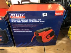 SEALEY 15M AUTO-REWIND CONTROL AIR HOSE REEL 10MM ID - RUBBER HOSE - RRP £158 (DELIVERY ONLY)