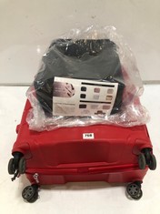 2 X TRAVEL BAGS TO INCLUDE SAMSONITE LARGE WHEELED TRAVEL CASE IN RED (DELIVERY ONLY)