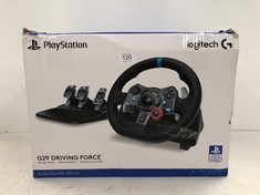 LOGITECH G29 DRIVING FORCE RACING WHEEL AND PEDALS, FORCE FEEDBACK, ANODISED ALUMINIUM, SHIFT PADDLES, EU PLUG, PS5, PS4, PC, MAC, F1 23 & GRAN TURISMO 7 COMPATIBLE, BLACK - LOCATION 30A.