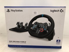LOGITECH G29 DRIVING FORCE RACING WHEEL AND PEDALS, FORCE FEEDBACK, ANODISED ALUMINIUM, SHIFT PADDLES, EU PLUG, PS5, PS4, PC, MAC, COMPATIBLE WITH F1 23 & GRAN TURISMO 7, BLACK ( WITHOUT POWER CABLE)