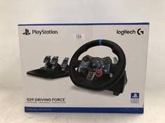 LOGITECH G29 DRIVING FORCE RACING WHEEL AND PEDALS, FORCE FEEDBACK, ANODISED ALUMINIUM, SHIFT PADDLES, EU PLUG, PS5, PS4, PC, MAC, F1 23 & GRAN TURISMO 7 COMPATIBLE, BLACK - LOCATION 26A.