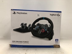 LOGITECH G29 DRIVING FORCE RACING WHEEL AND PEDALS, FORCE FEEDBACK, ANODISED ALUMINIUM, SHIFT PADDLES, EU PLUG, PS5, PS4, PC, MAC, F1 23 & GRAN TURISMO 7 COMPATIBLE, BLACK ( ONE CABLE MISSING) - 22A