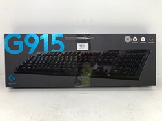 LOGITECH G915 LIGHTSPEED WIRELESS MECHANICAL GAMING KEYBOARD WITH LOW-PROFILE GL-TOUCH KEYS, ULTRA-SLIM DESIGN, 30-HOUR BATTERY LIFE, QWERTY LAYOUT - BLACK (CABLE MISSING) - 6A LOCATION.